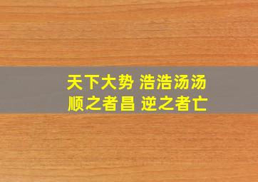 天下大势 浩浩汤汤 顺之者昌 逆之者亡